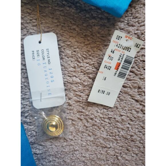 Vintage Anne French Aqua Beaded Jewels Skirt Set Deadstock NWT, Plus Size 16 - Picture 7 of 13